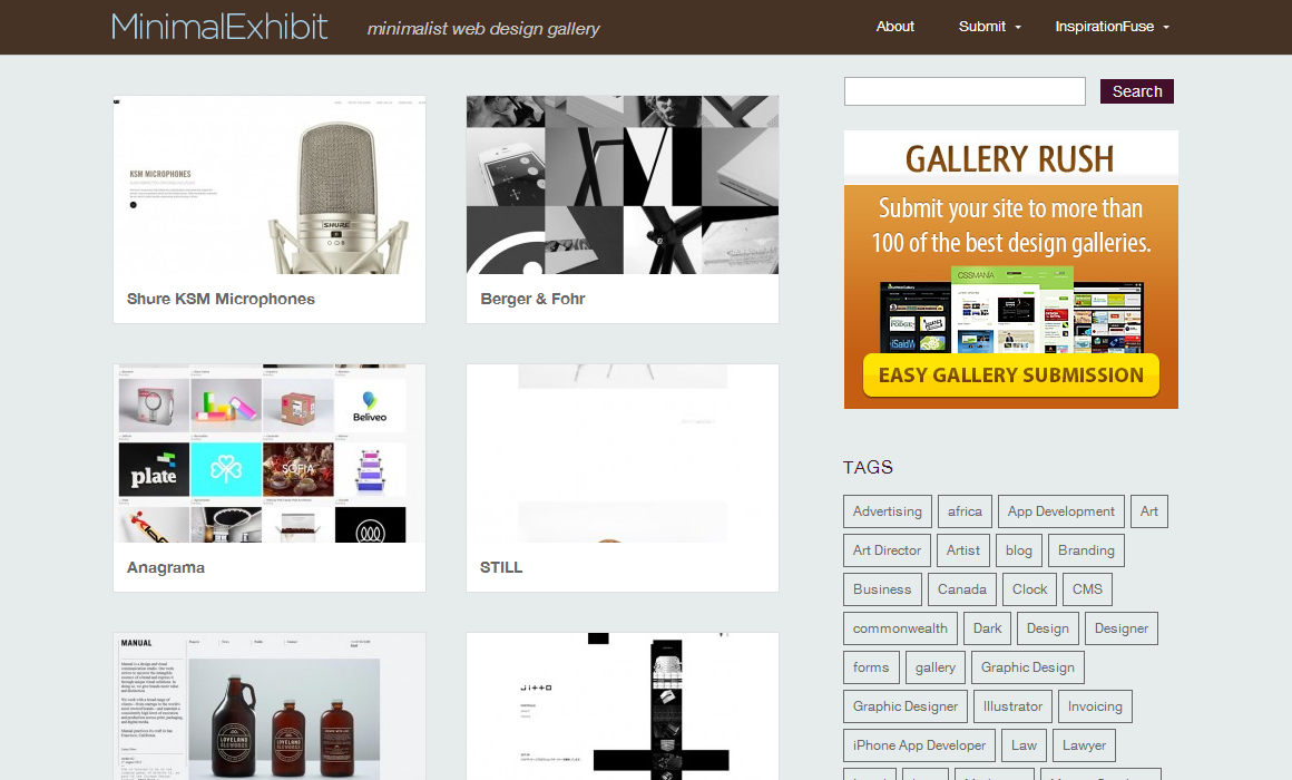 Minimal Exhibit   minimalist web design gallery