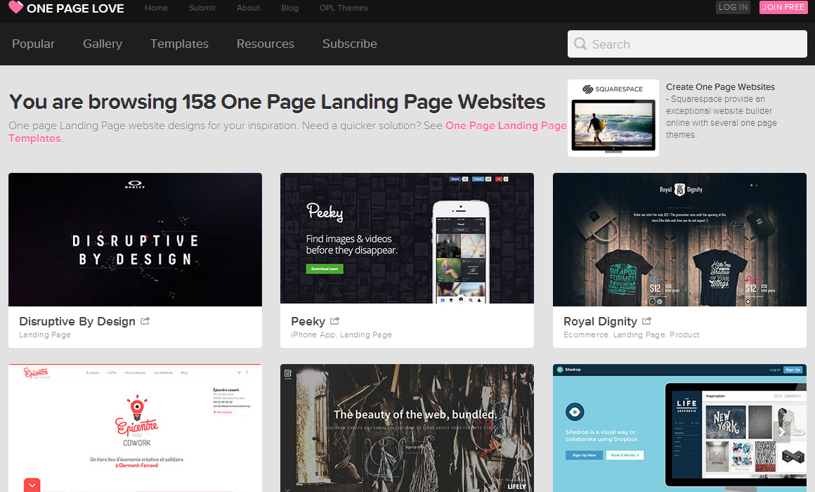 One Page Landing Page Websites